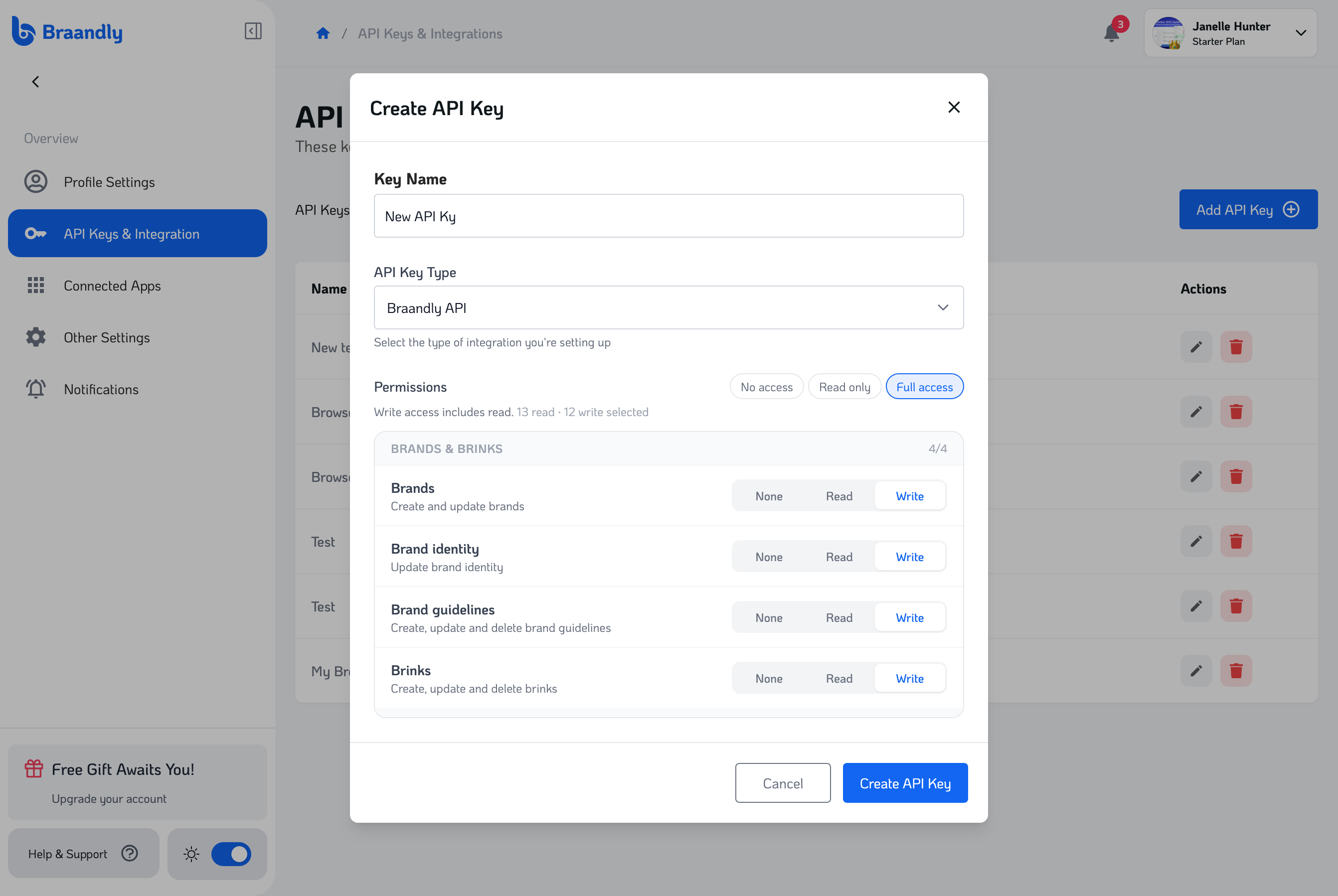 Creating an api key