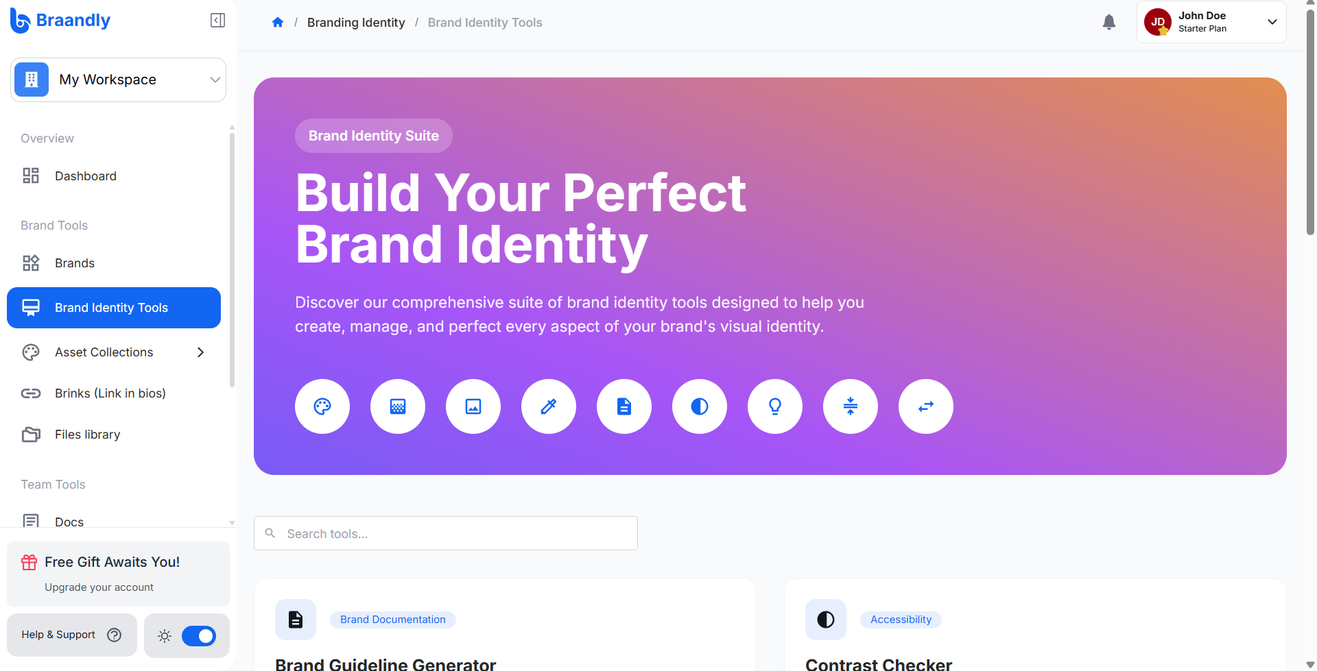 The Brand Identity Tools page