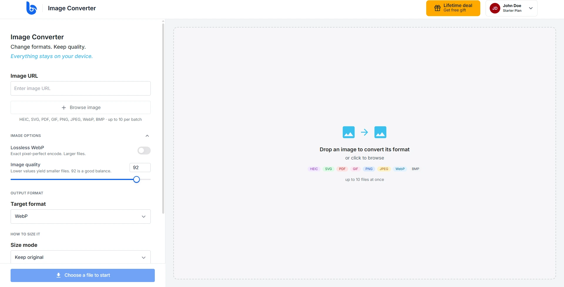 Image Converter upload area